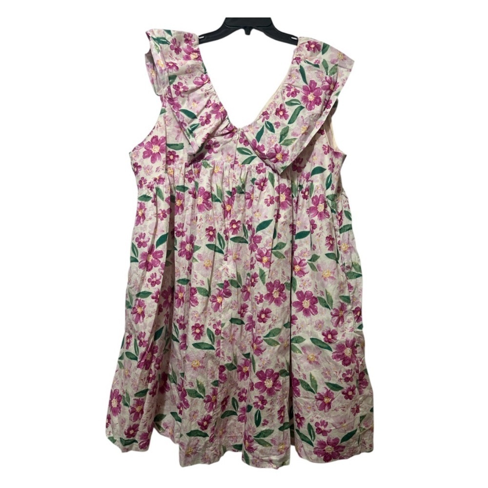 ARULA Pink and Green Ruffled Babydoll Dress - Picture 2 of 9